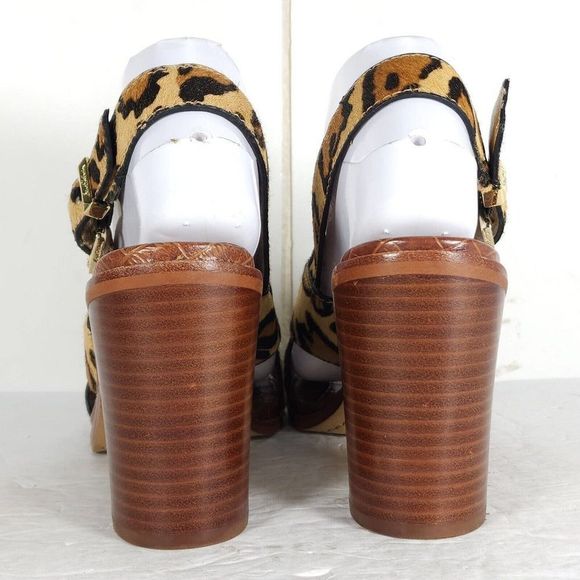 SAM EDELMAN Women's Ivy US8,5M Leather Animal Print CrisCross Slingback Sandals - Picture 10 of 14